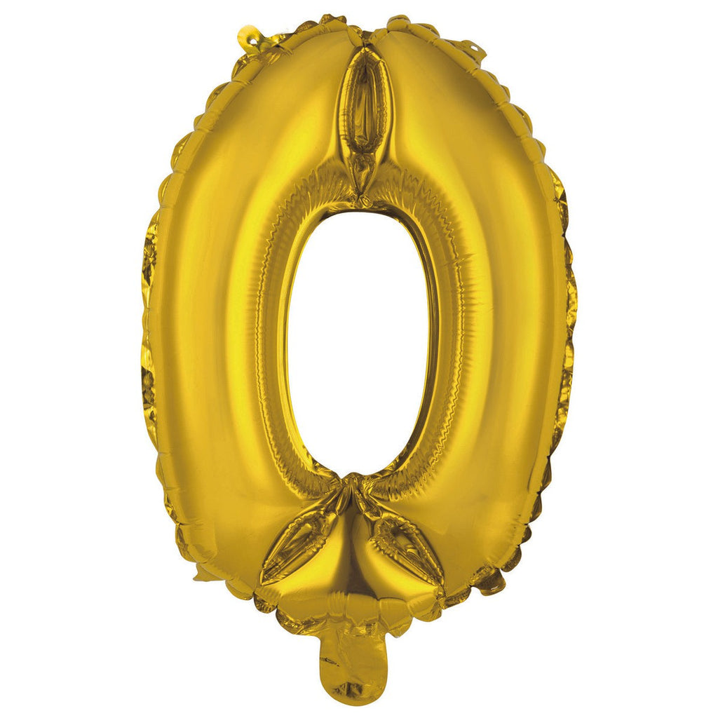 Gold "0" Numeral Foil Balloon 35cm (14")