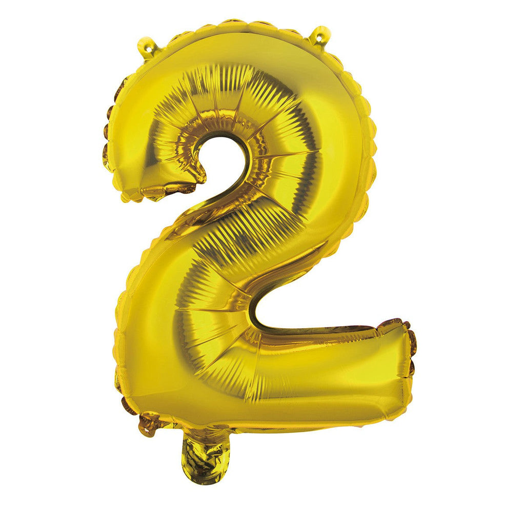 Gold "2" Numeral Foil Balloon 35cm (14")