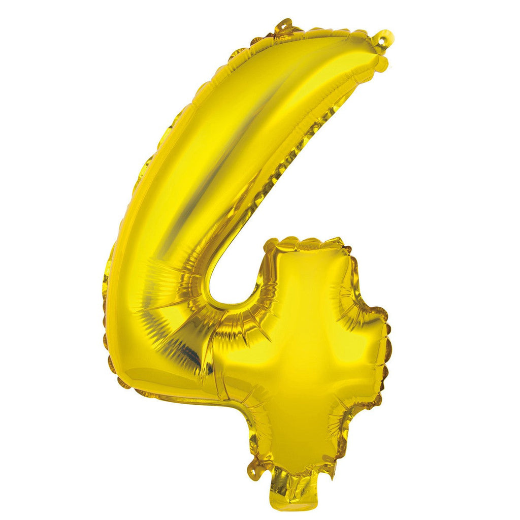 Gold "4" Numeral Foil Balloon 35cm (14")