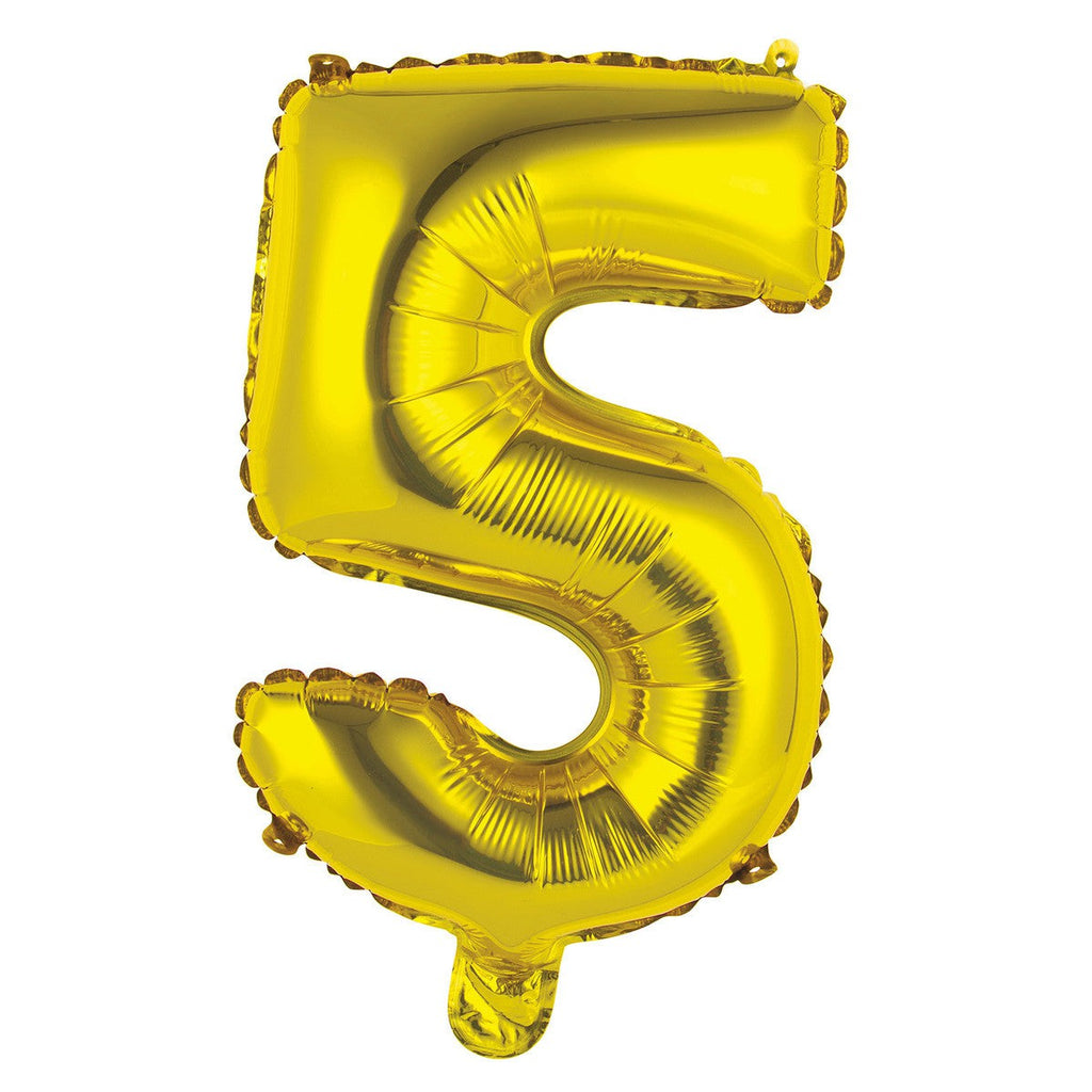 Gold "5" Numeral Foil Balloon 35cm (14")