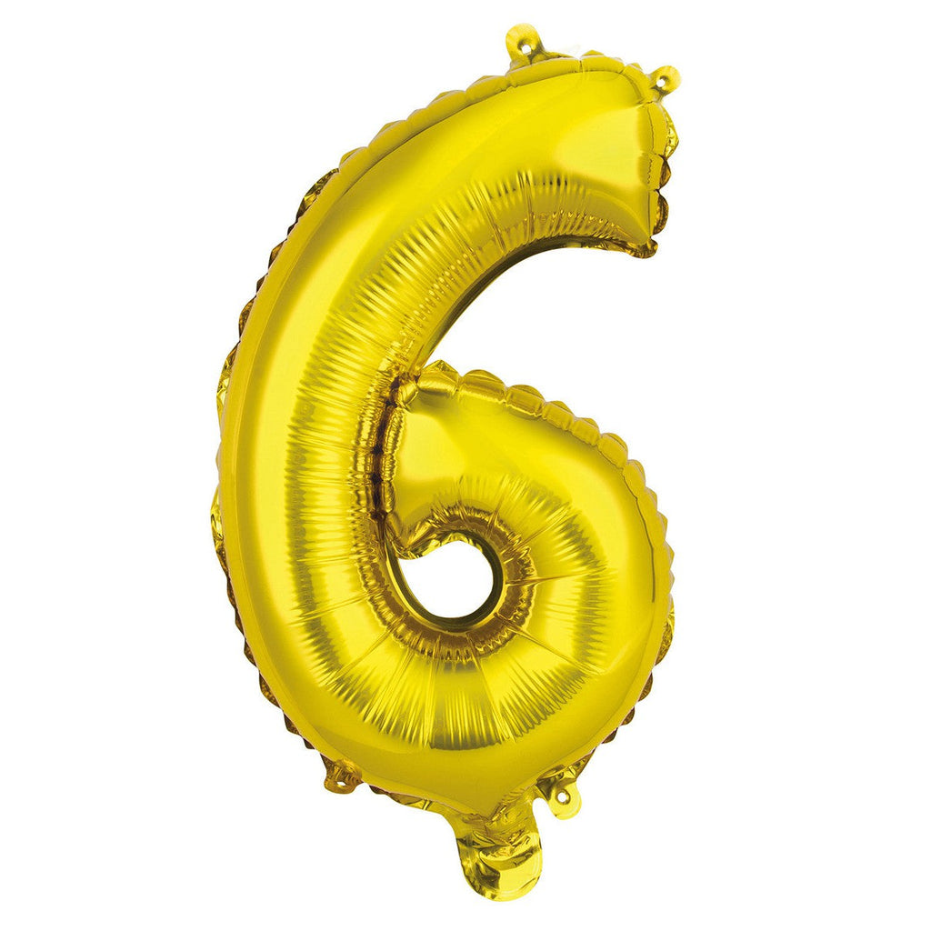 Gold "6" Numeral Foil Balloon 35cm (14")