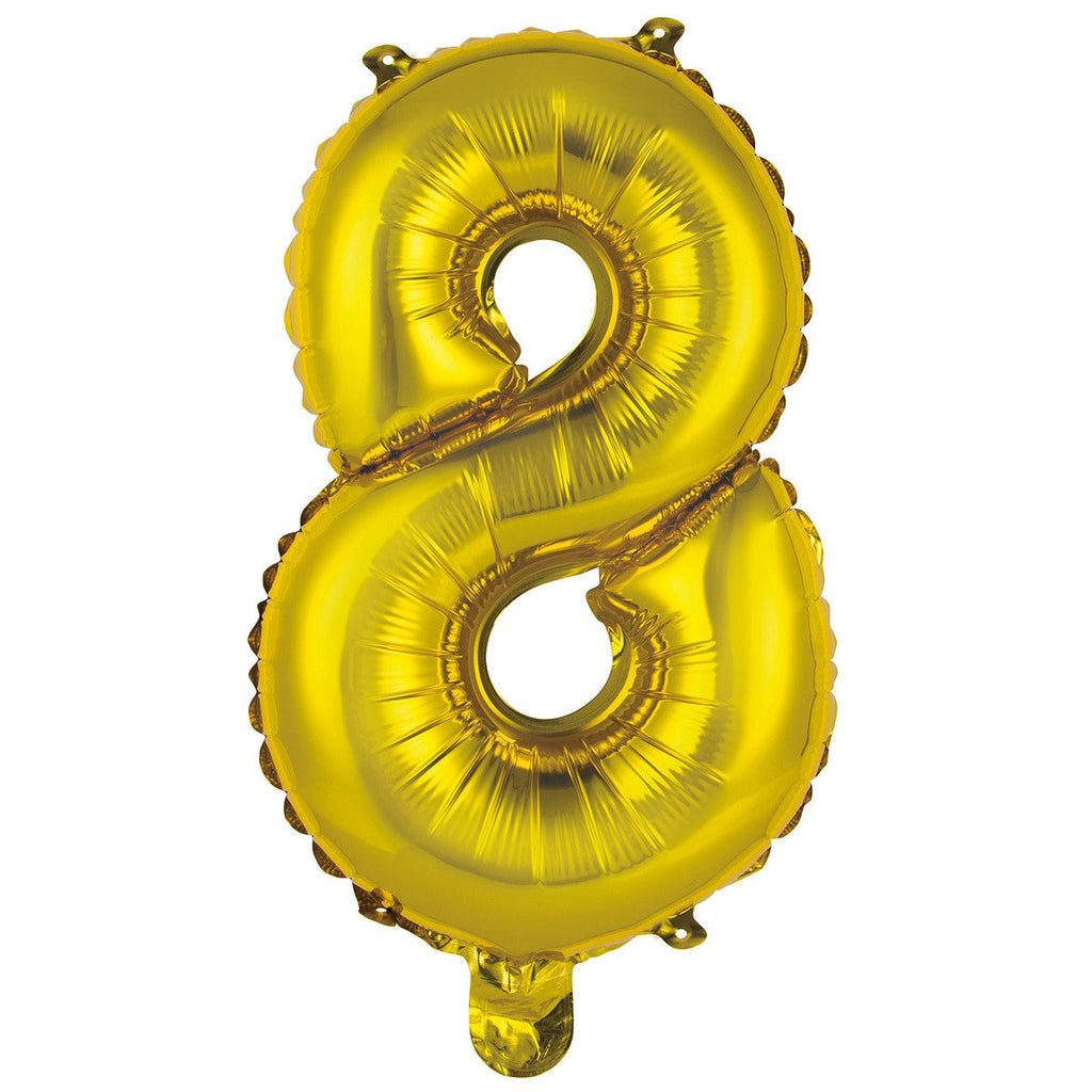 Gold "8" Numeral Foil Balloon 35cm (14")