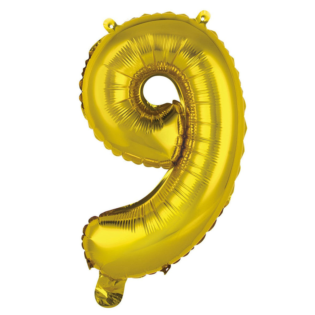 Gold "9" Numeral Foil Balloon 35cm (14")