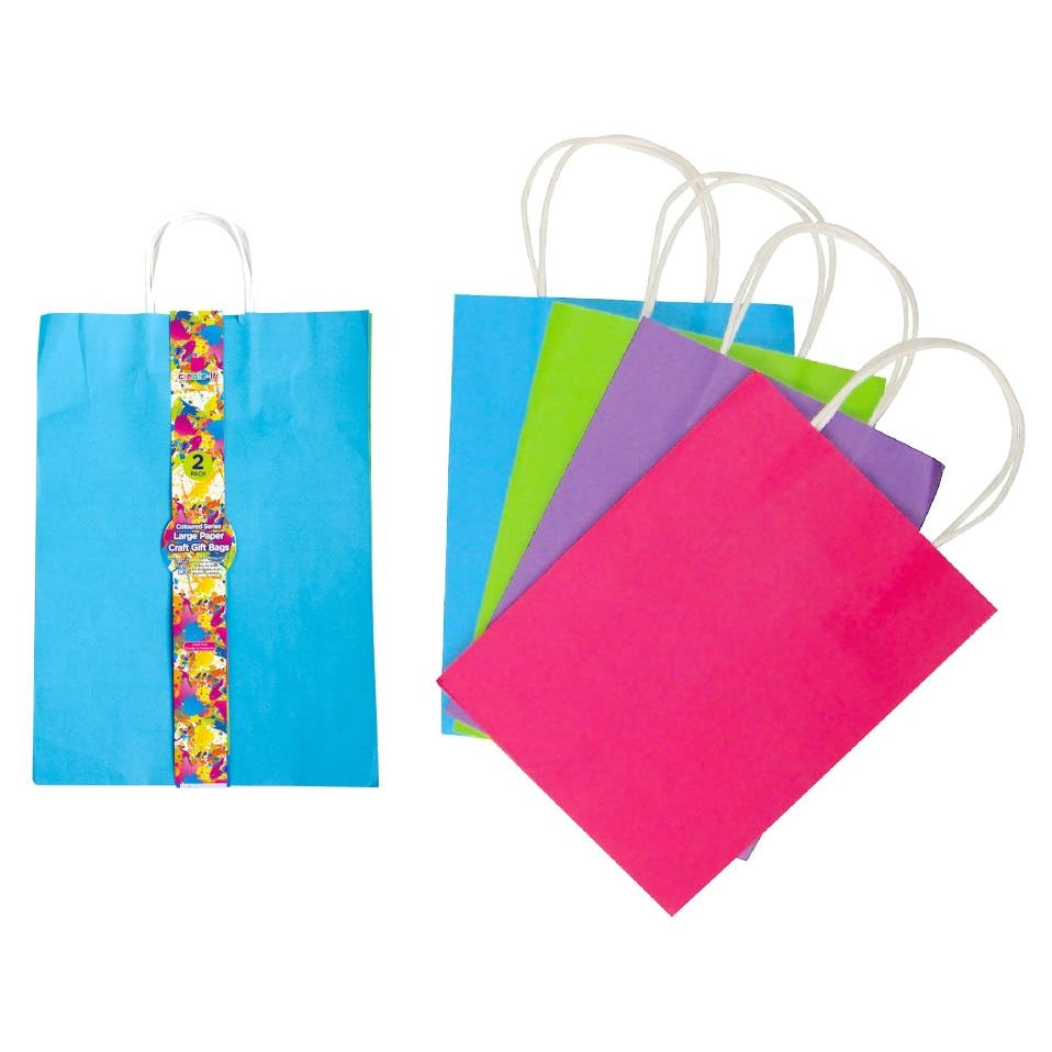 2PK Craft DIY Coloured Gift Bags - 45CM x 32CM x 11CM