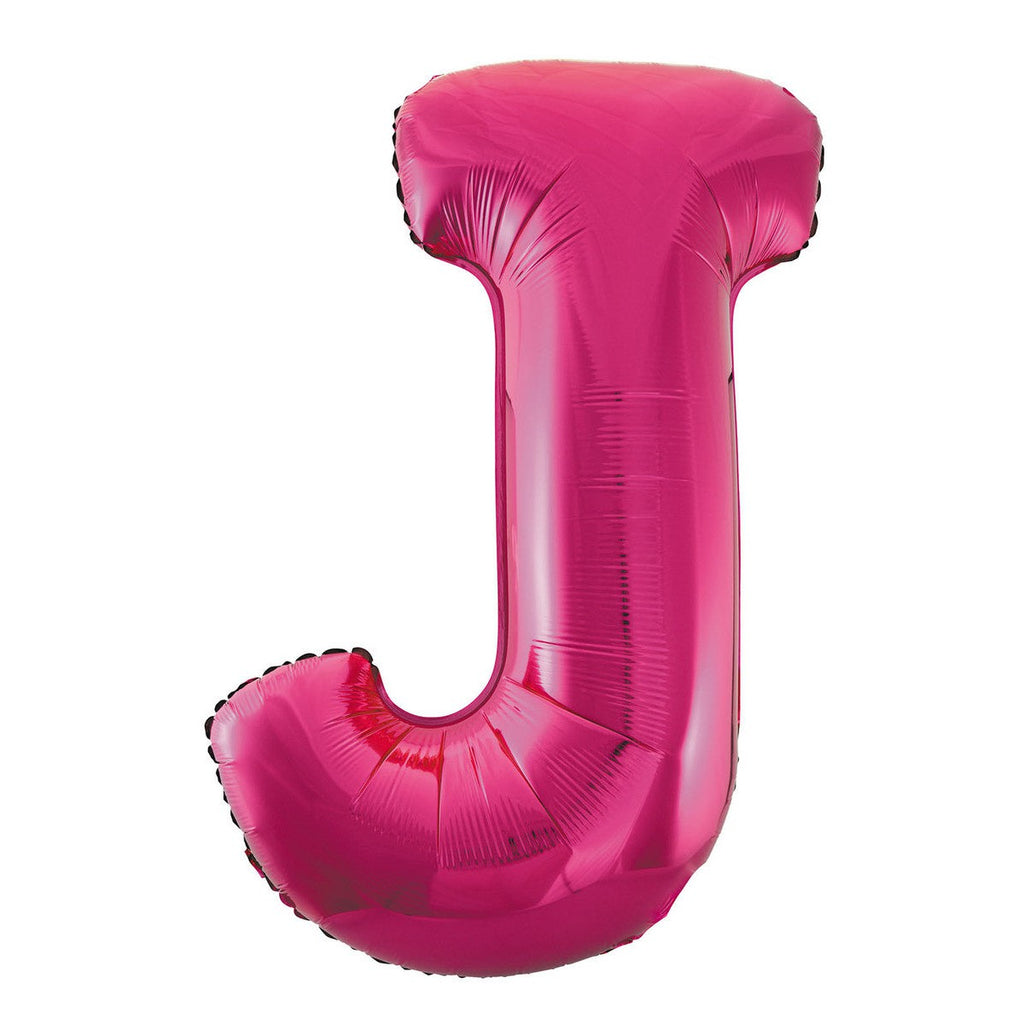 Hot Pink "J" Alphabet Foil Balloons 86cm