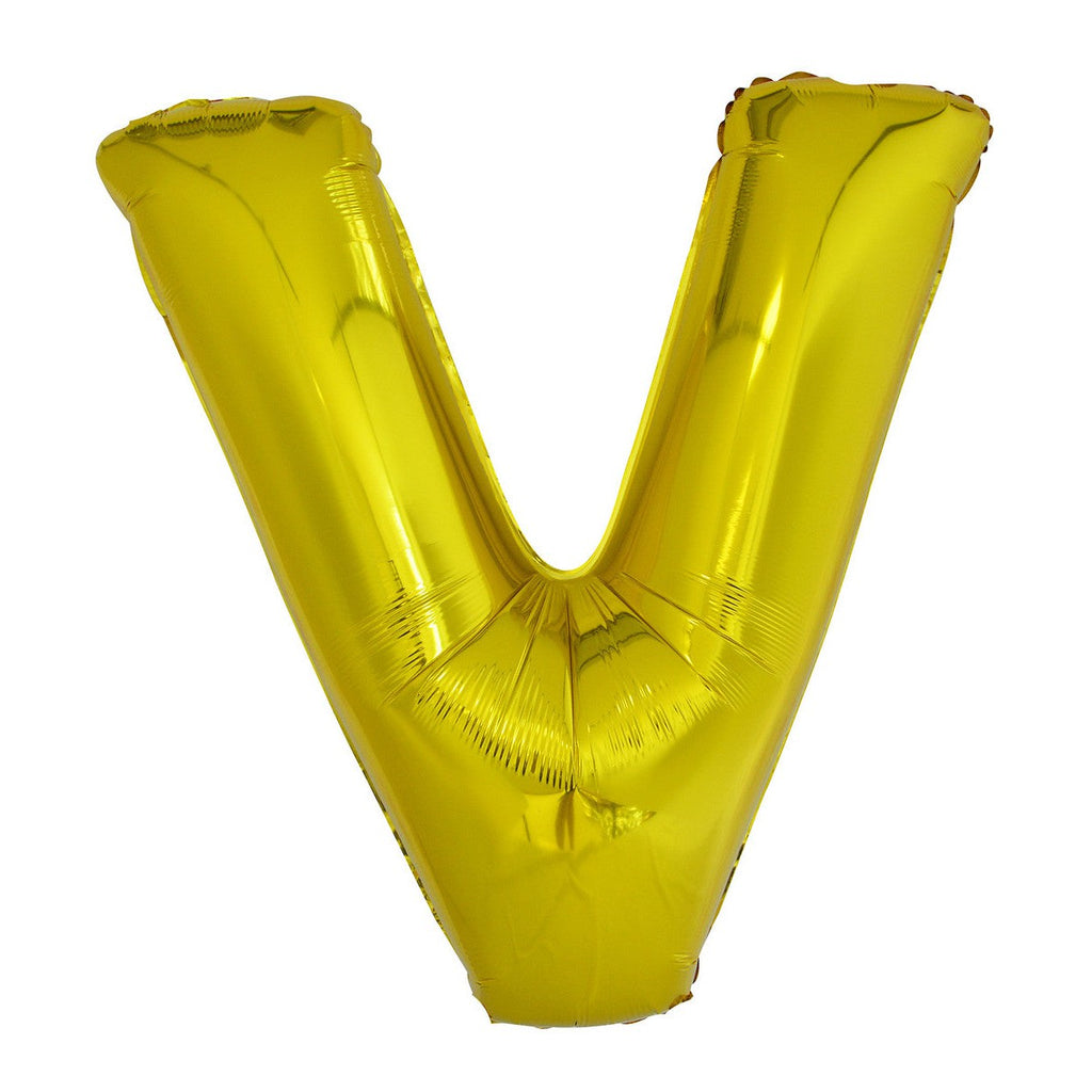 Gold "V" Alphabet Foil Balloons 86cm