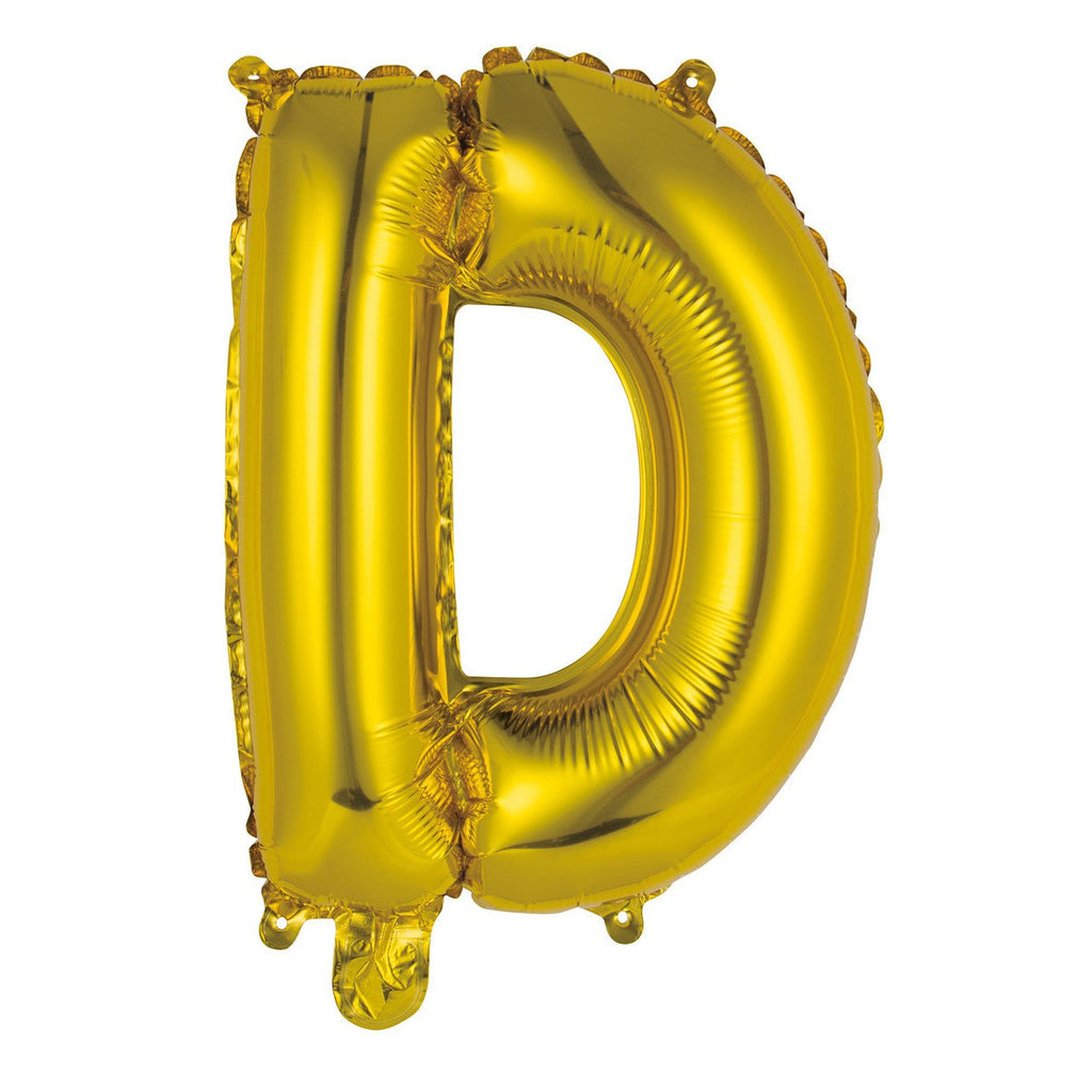 Gold "D" Alphabet Foil Balloon 35cm (14")