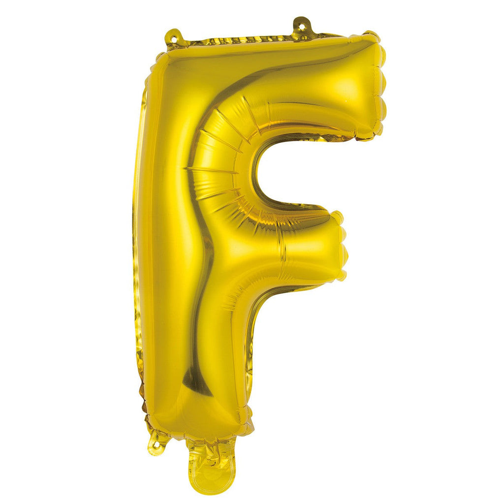 Gold "F" Alphabet Foil Balloon 35cm (14")