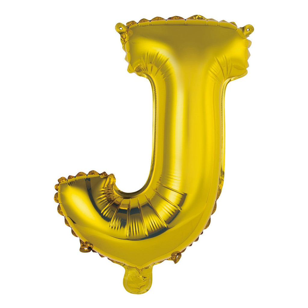 Gold "J" Alphabet Foil Balloon 35cm (14")