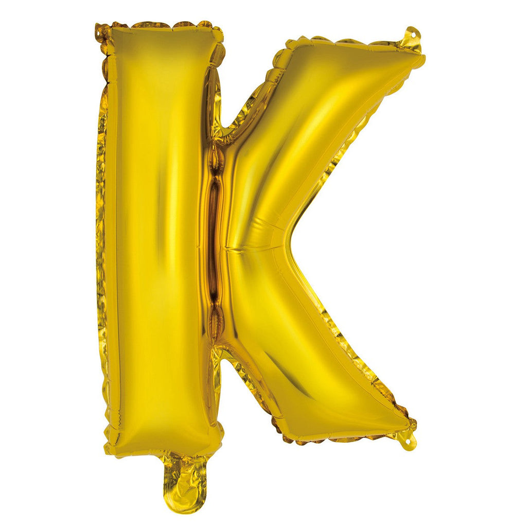 Gold "K" Alphabet Foil Balloon 35cm (14")