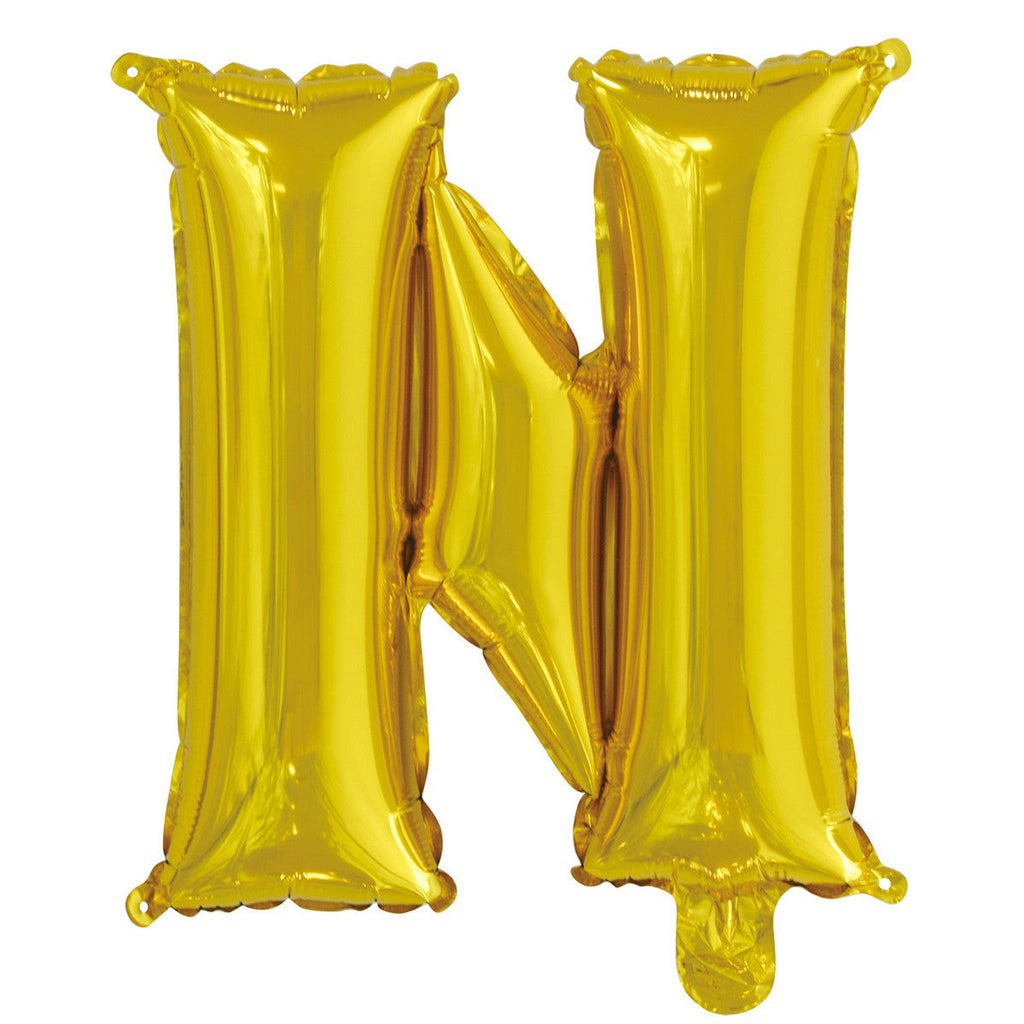 Gold "N" Alphabet Foil Balloon 35cm (14")