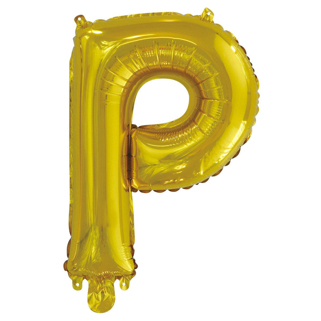 Gold "P" Alphabet Foil Balloon 35cm (14")