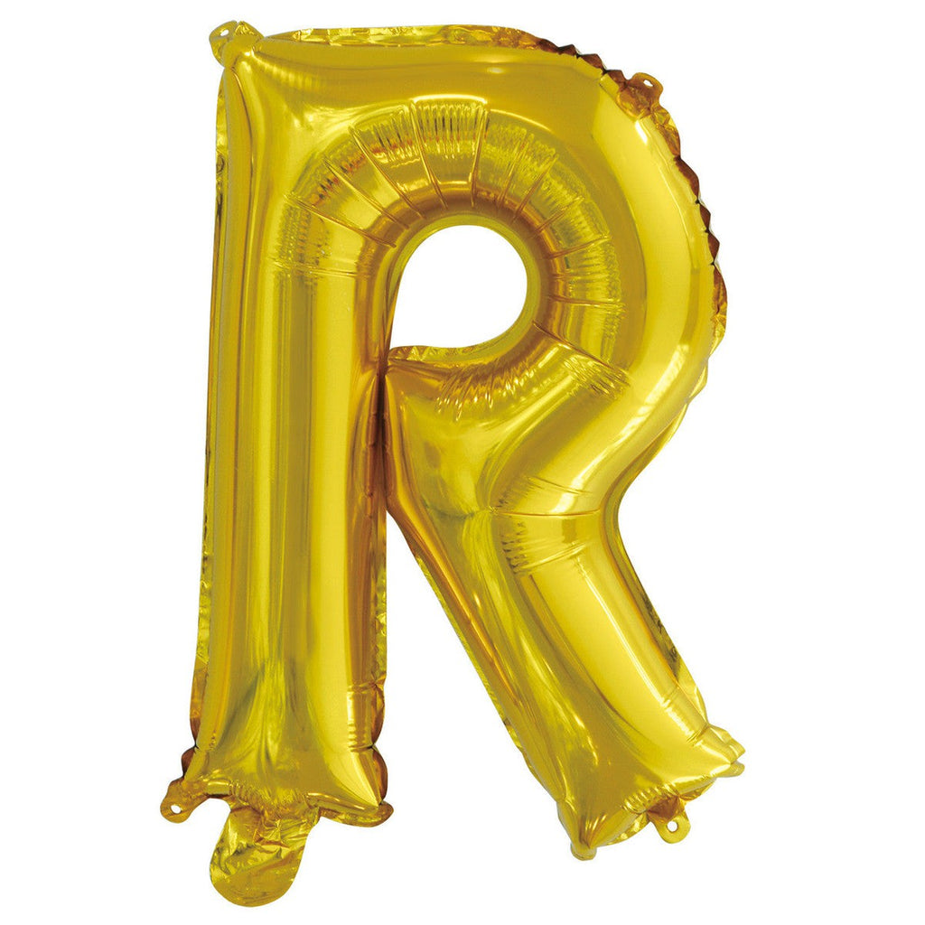 Gold "R" Alphabet Foil Balloon 35cm (14")