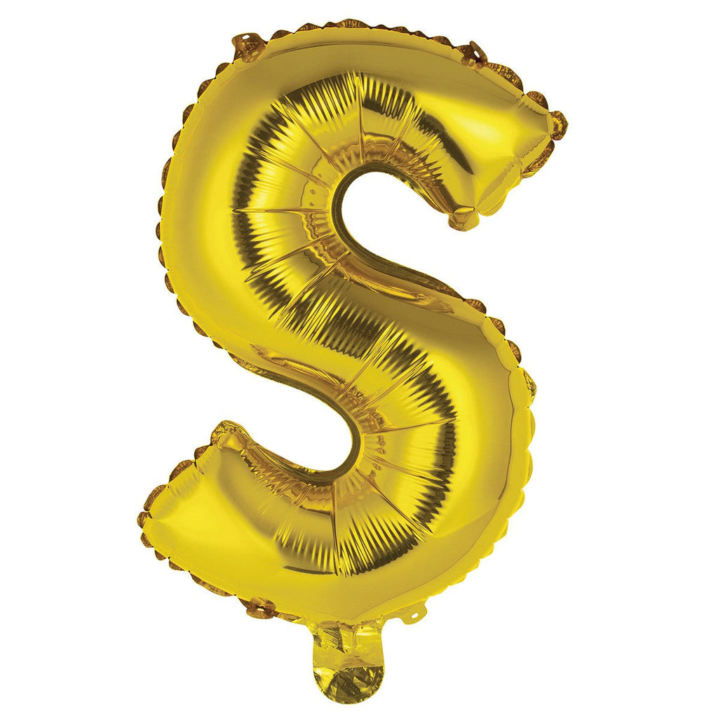 Gold "S" Alphabet Foil Balloon 35cm (14")