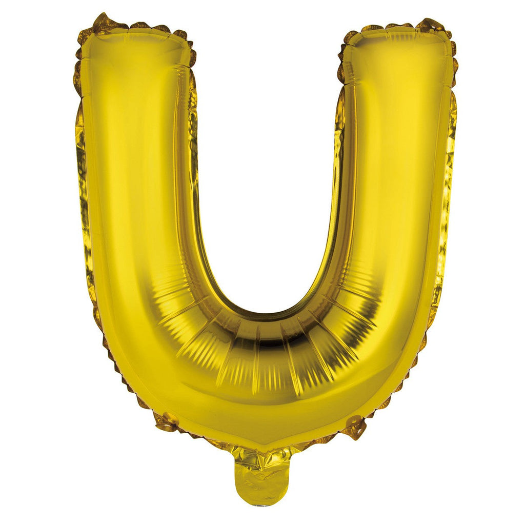 Gold "U" Alphabet Foil Balloon 35cm (14")