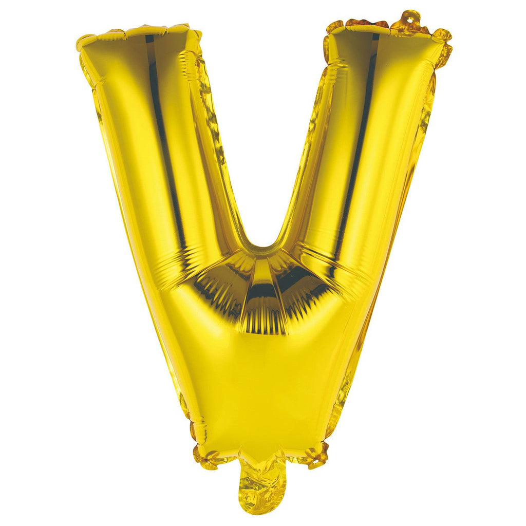 Gold "V" Alphabet Foil Balloon 35cm (14")