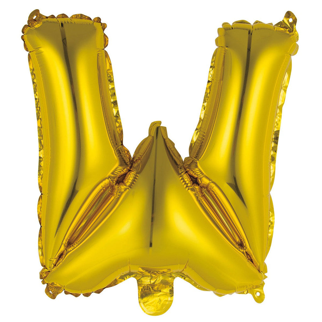 Gold "W" Alphabet Foil Balloon 35cm (14")