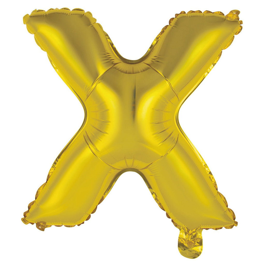 Gold "X" Alphabet Foil Balloon 35cm (14")