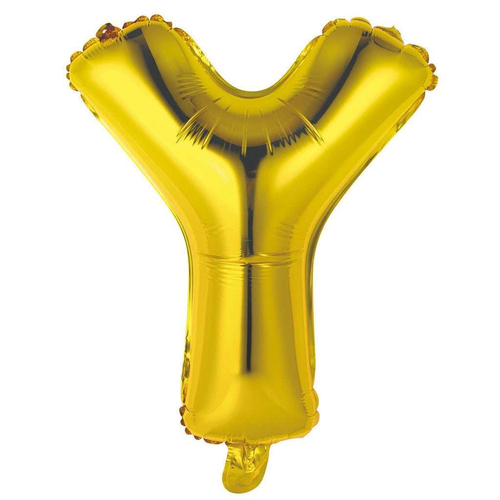 Gold "Y" Alphabet Foil Balloon 35cm (14")