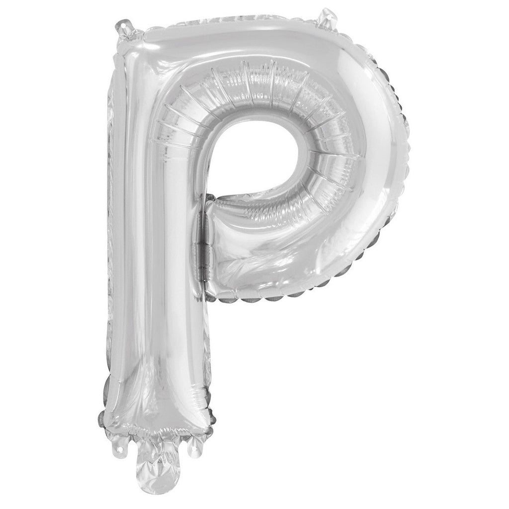 Silver "P" Alphabet Foil Balloon 35cm (14")