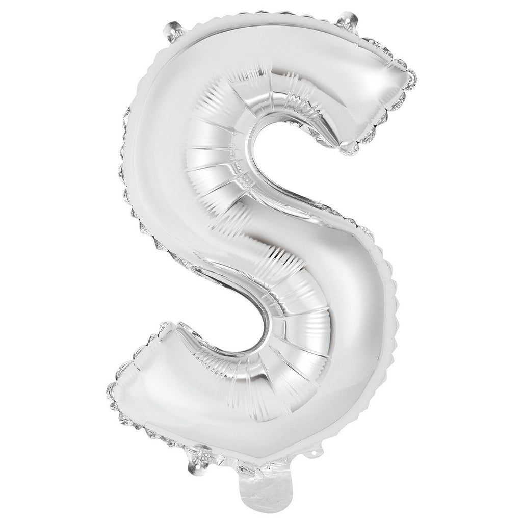 Silver "S" Alphabet Foil Balloon 35cm (14")