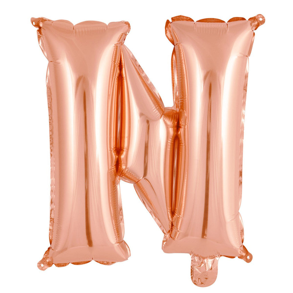 Rose Gold "N" Alphabet Foil Balloon 35cm (14")