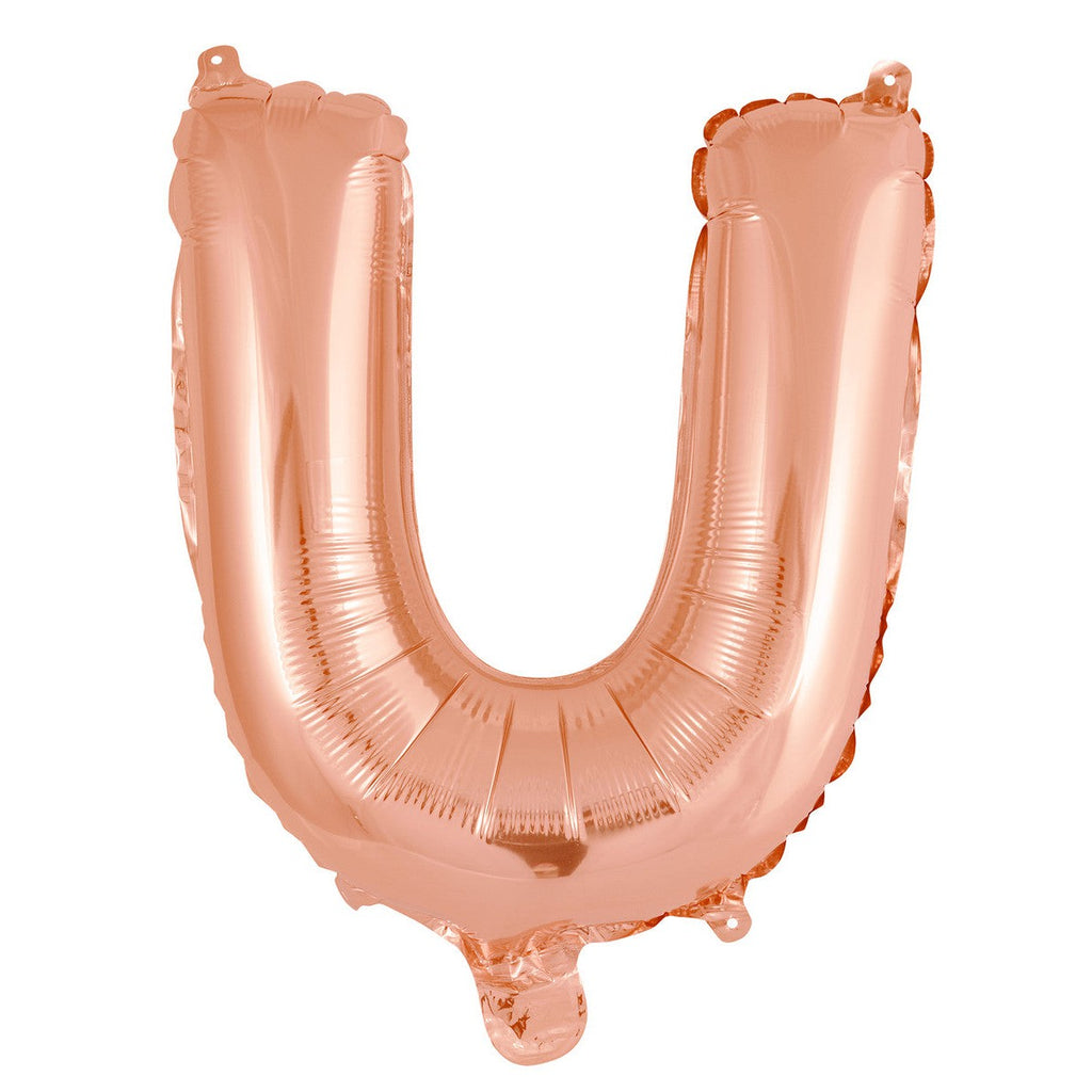 Rose Gold "U" Alphabet Foil Balloon 35cm (14")