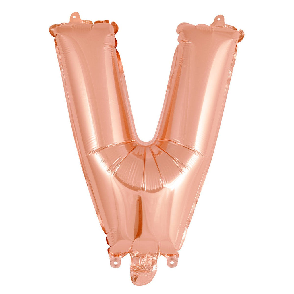 Rose Gold "V" Alphabet Foil Balloon 35cm (14")