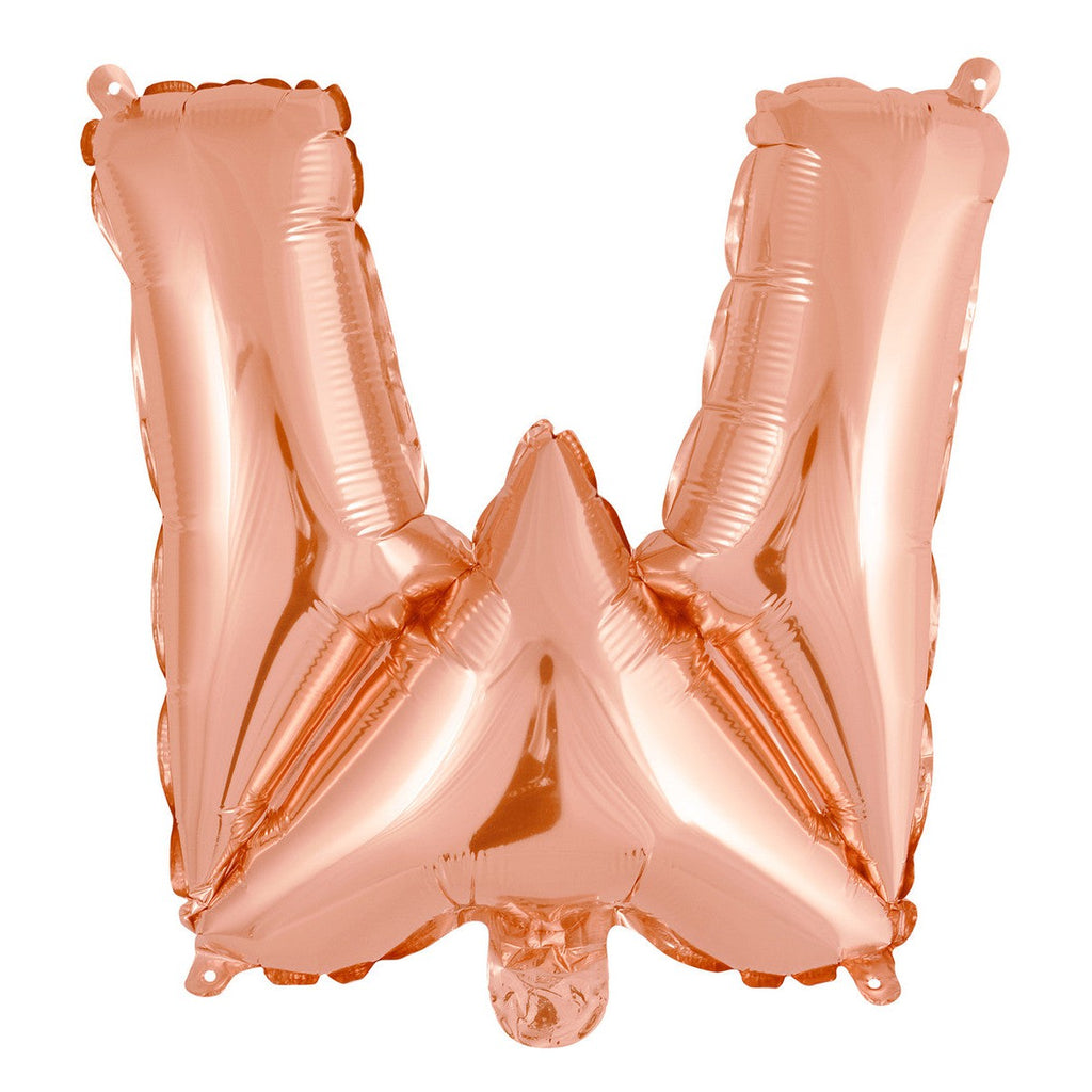 Rose Gold "W" Alphabet Foil Balloon 35cm (14")