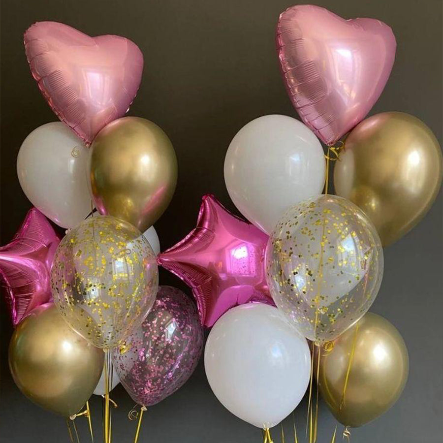 45cm Foil shapes with Latex and confetti Balloons Arrangement