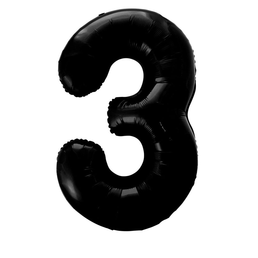 Black "3" Numeral Foil Balloons 86cm