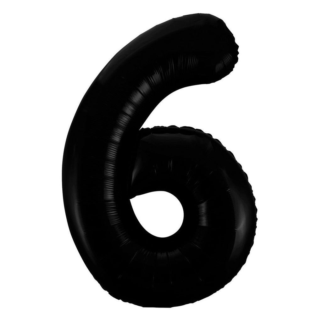 Black "6" Numeral Foil Balloons 86cm