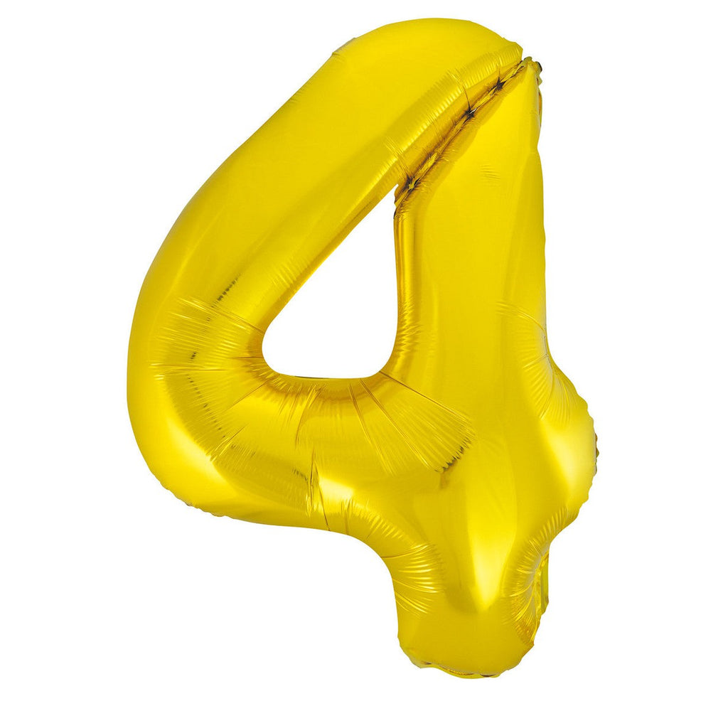 Gold "4" Numeral Foil Balloons 86cm