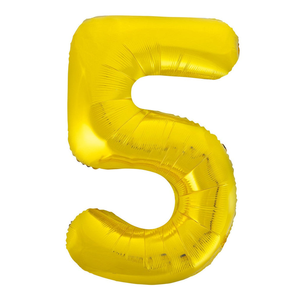 Gold "5" Numeral Foil Balloons 86cm