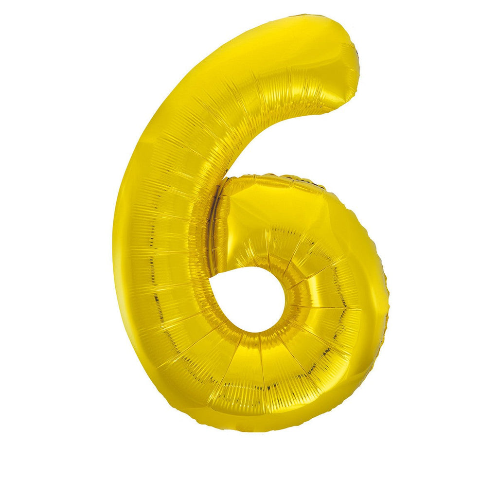 Gold "6" Numeral Foil Balloons 86cm