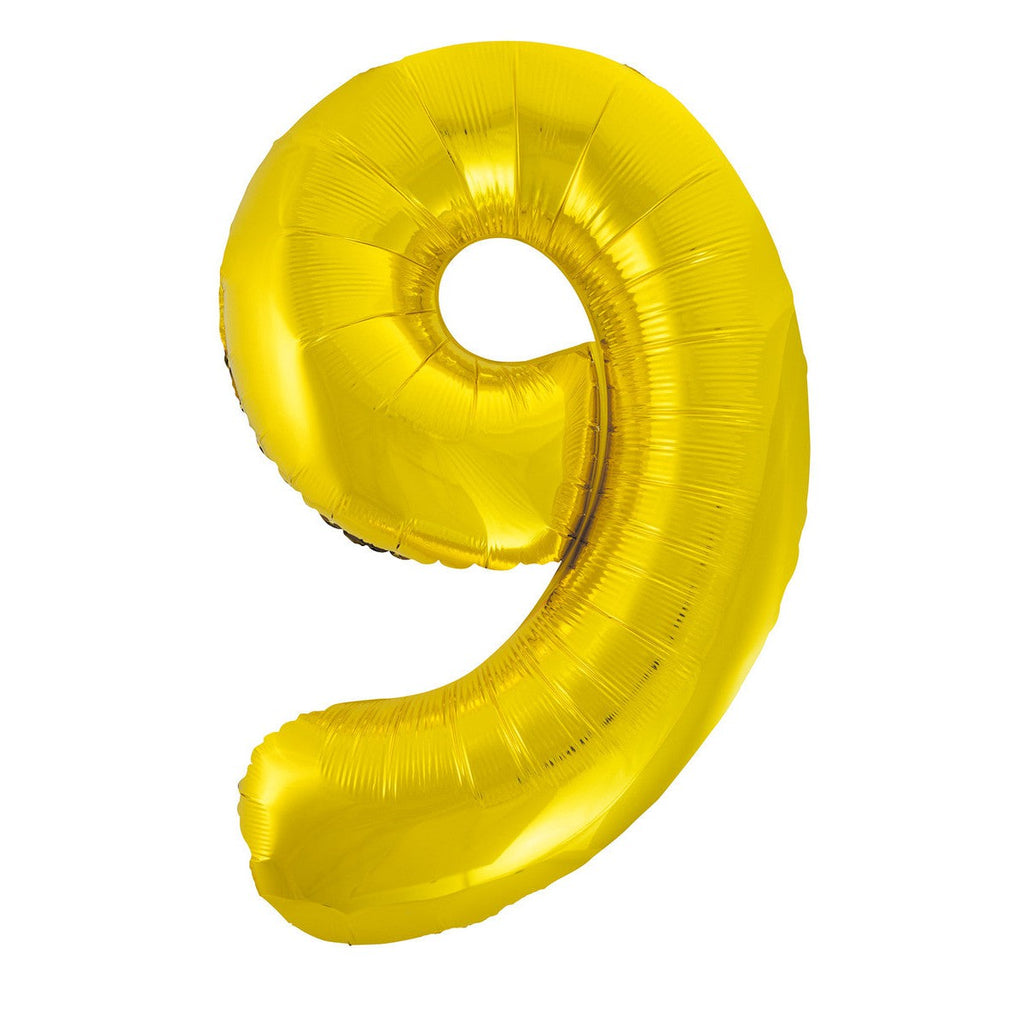 Gold "9" Numeral Foil Balloons 86cm