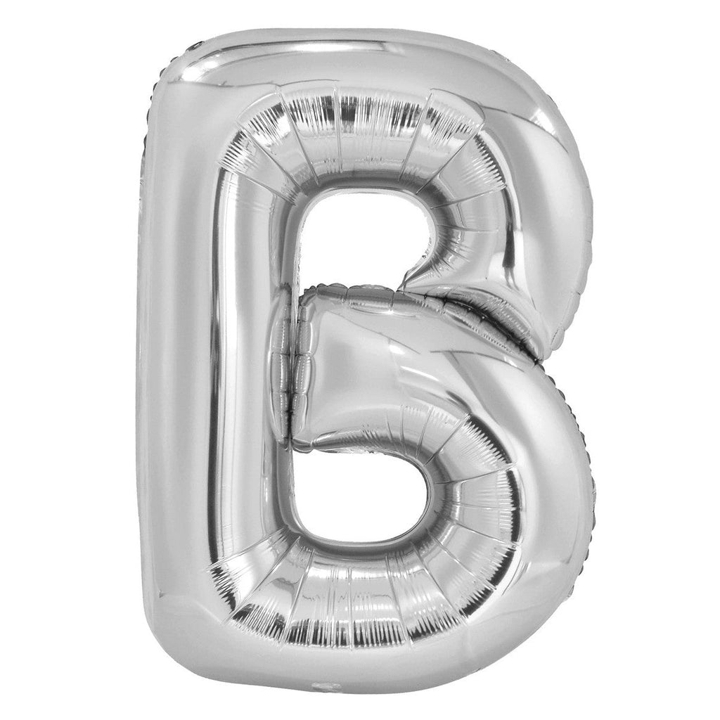 Silver "B" Alphabet Foil Balloons 86cm