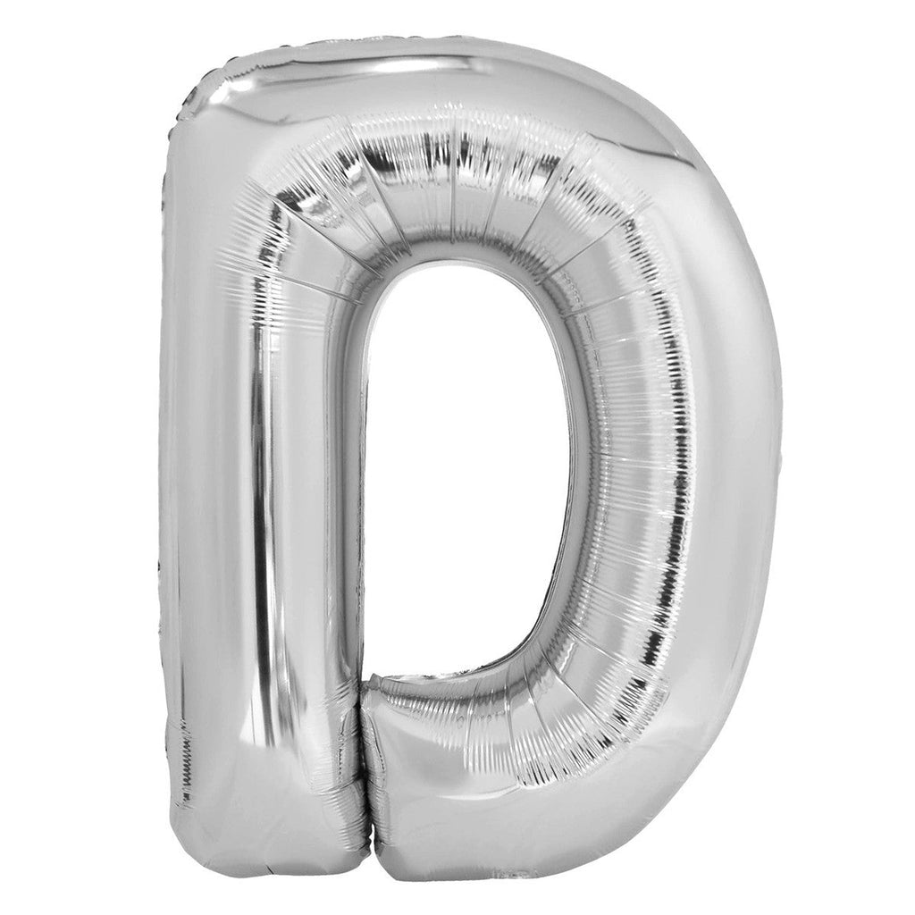 Silver "D" Alphabet Foil Balloons 86cm