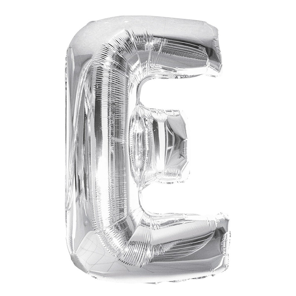 Silver "E" Alphabet Foil Balloons 86cm