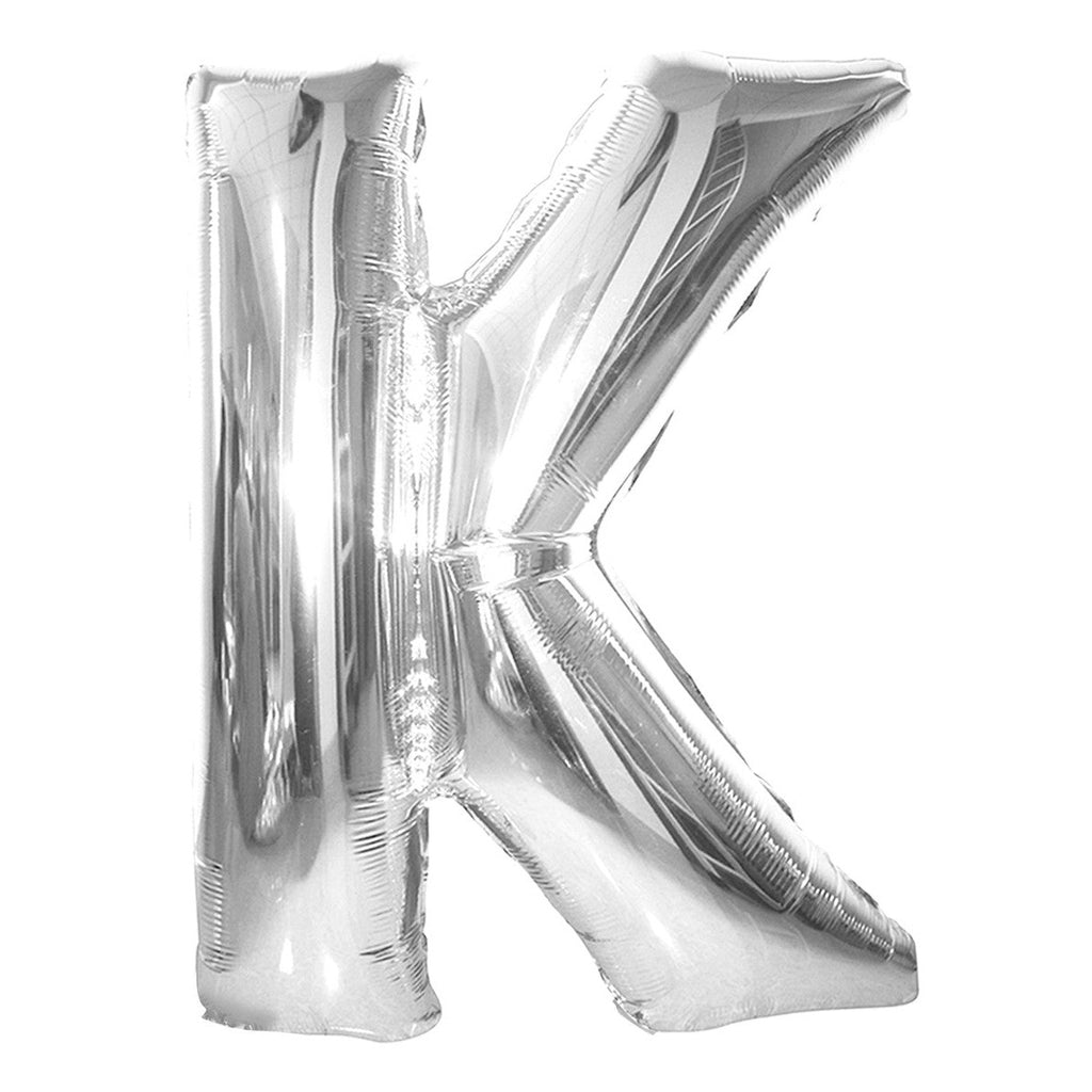 Silver "K" Alphabet Foil Balloons 86cm