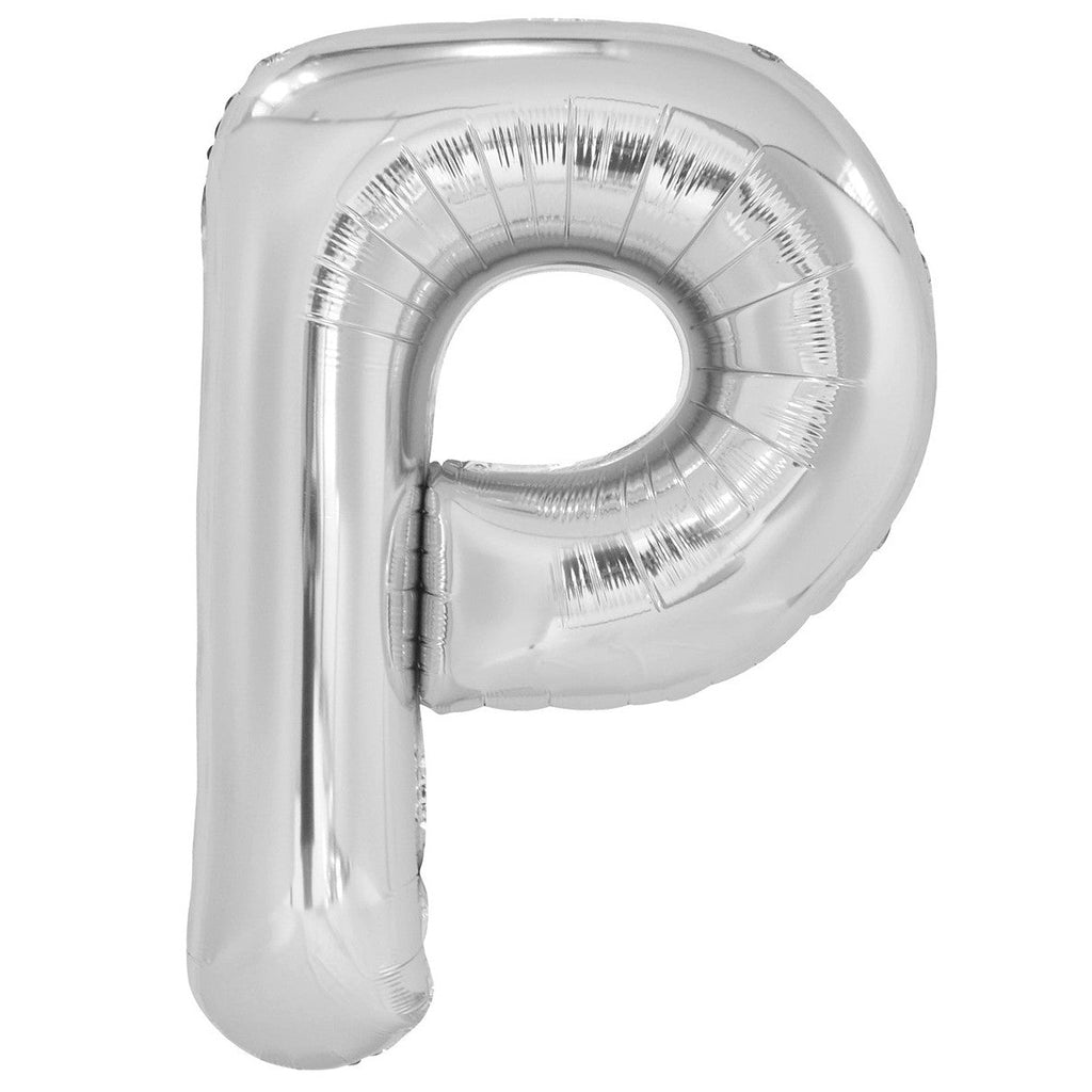 Silver "P" Alphabet Foil Balloons 86cm