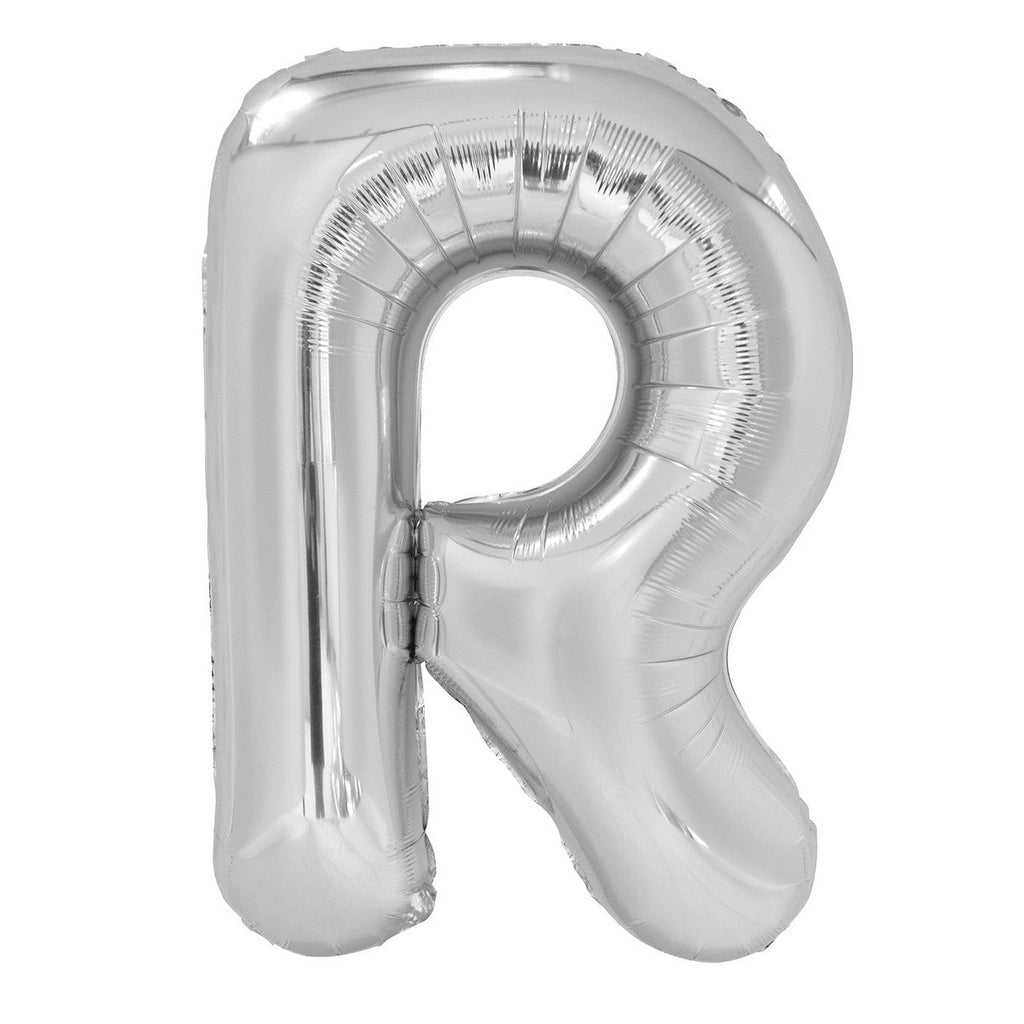 Silver "R" Alphabet Foil Balloons 86cm