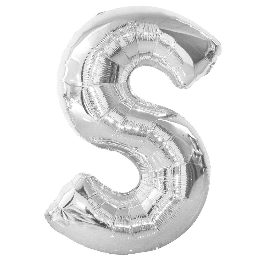 Silver "S" Alphabet Foil Balloons 86cm