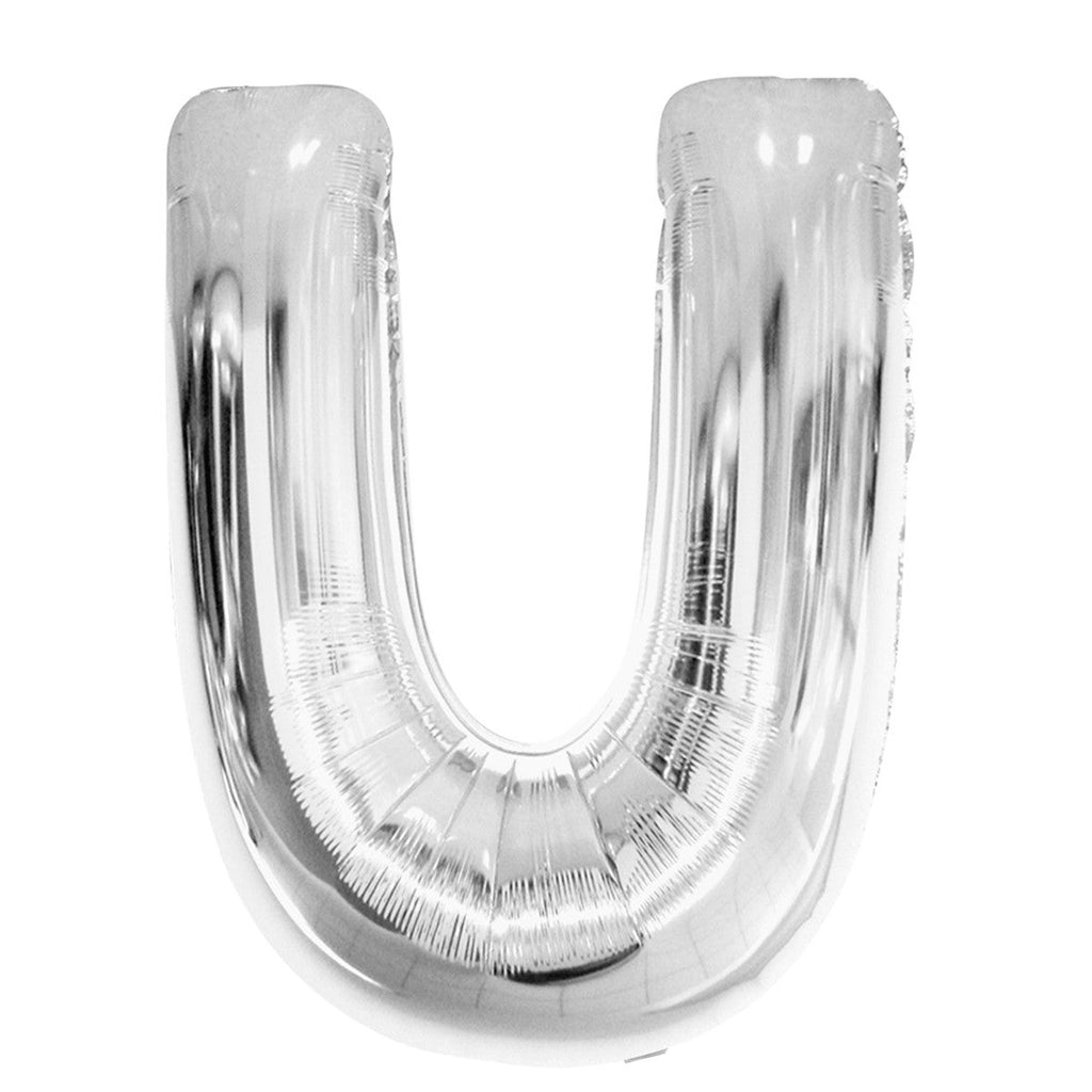 Silver "U" Alphabet Foil Balloons 86cm