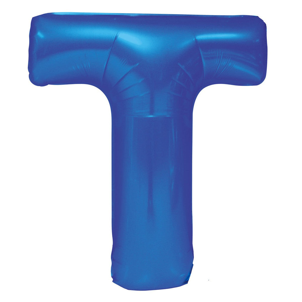 Royal Blue "T" Alphabet Foil Balloons 86cm