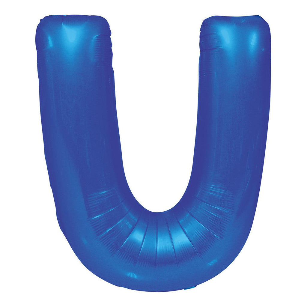 Royal Blue "U" Alphabet Foil Balloons 86cm