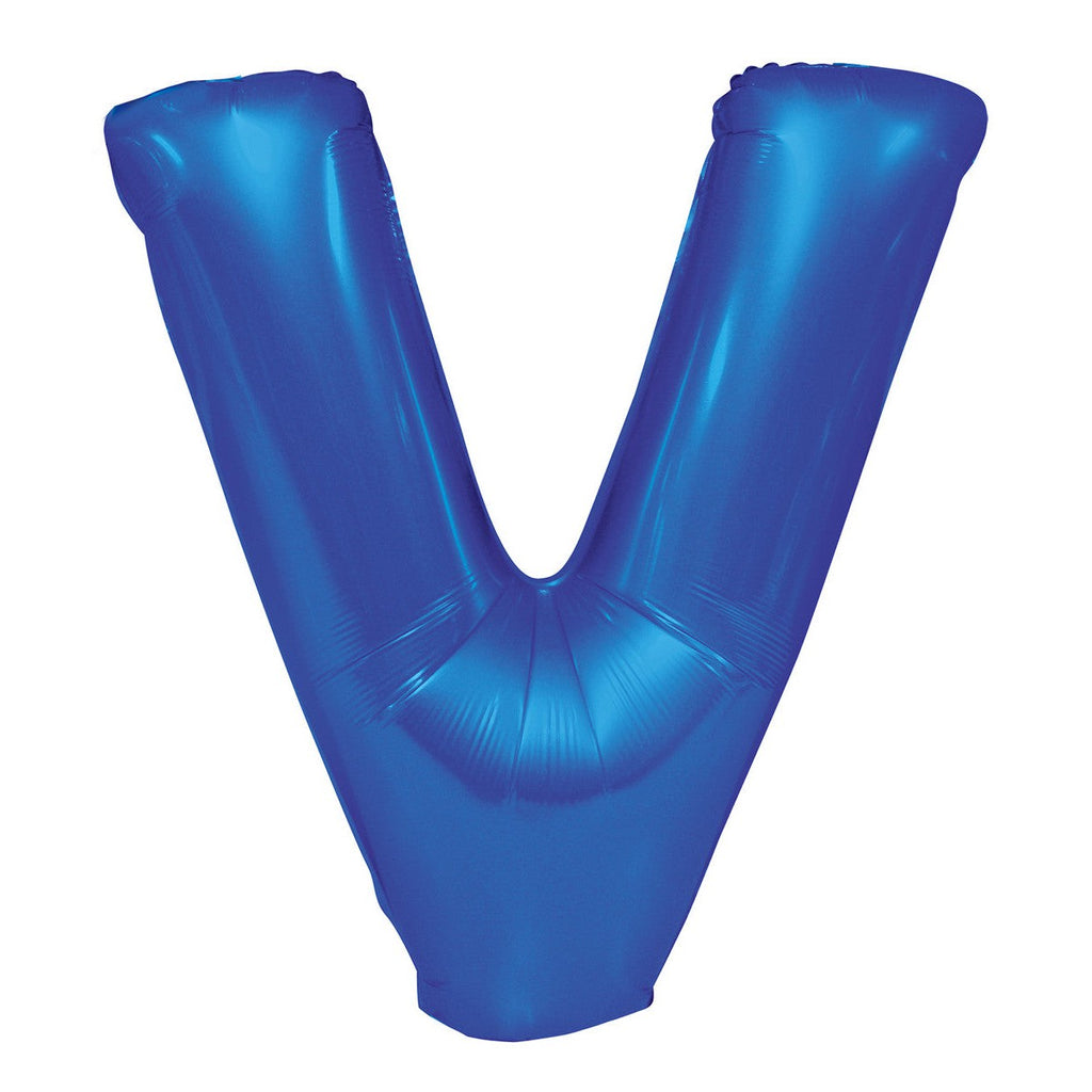 Royal Blue "V" Alphabet Foil Balloons 86cm