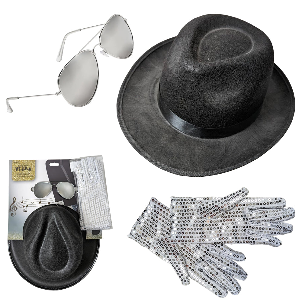 MEICHAEL JACKSON SET , INCLUDES, HAT, GLOVES, GLASSES