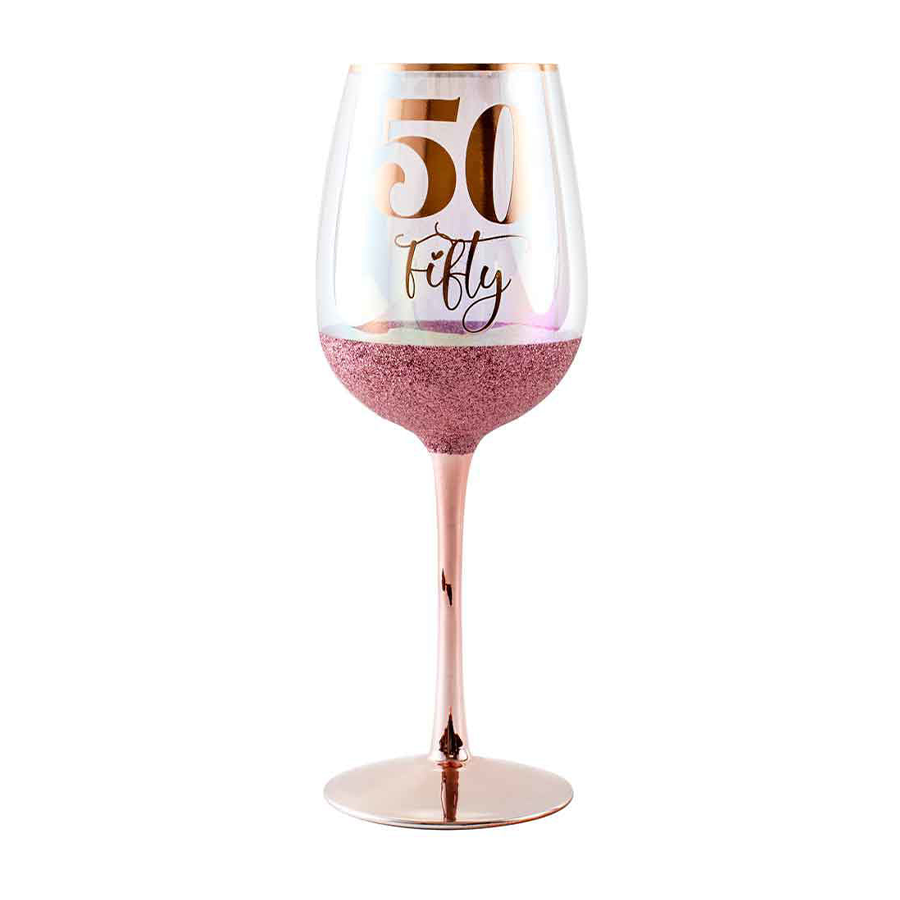 50 GLITTERATI WINE GLASS PINK 430ML