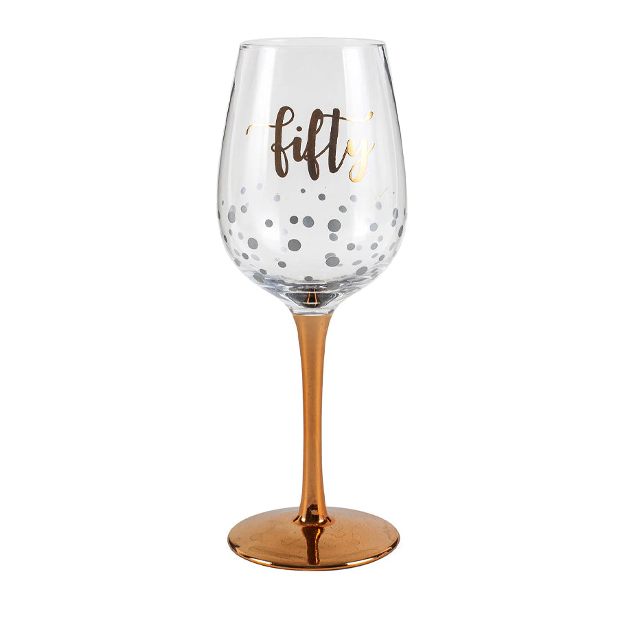 50 ROSE GOLD STEM WINE GLASS GOLD 430ML